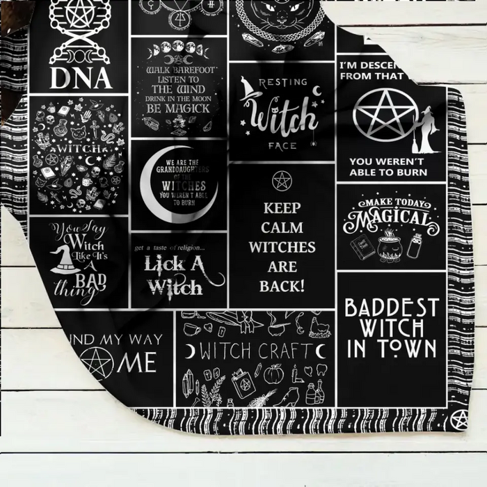 Halloween Witch Fleece Throw Blanket & Quilt - Halloween Gift Idea For Witch Lovers - Keep Calm Witches Are Black
