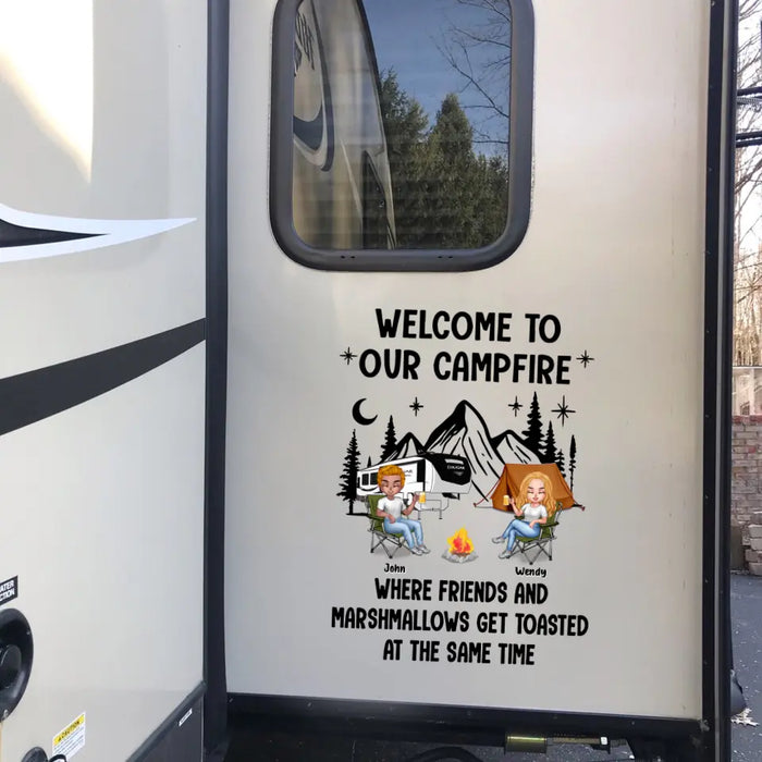 Personalized Camping Friends 3D Decal - Up to 7 Friends - Gift Idea For Camping Lovers/RVs Owners - Welcome To Our Campfire