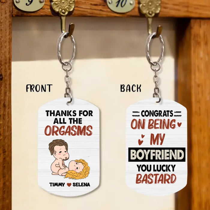 Personalized Couple Aluminum Keychain -
Funny/Christmas Gift Idea for Couple - Thanks For All The Orgasms