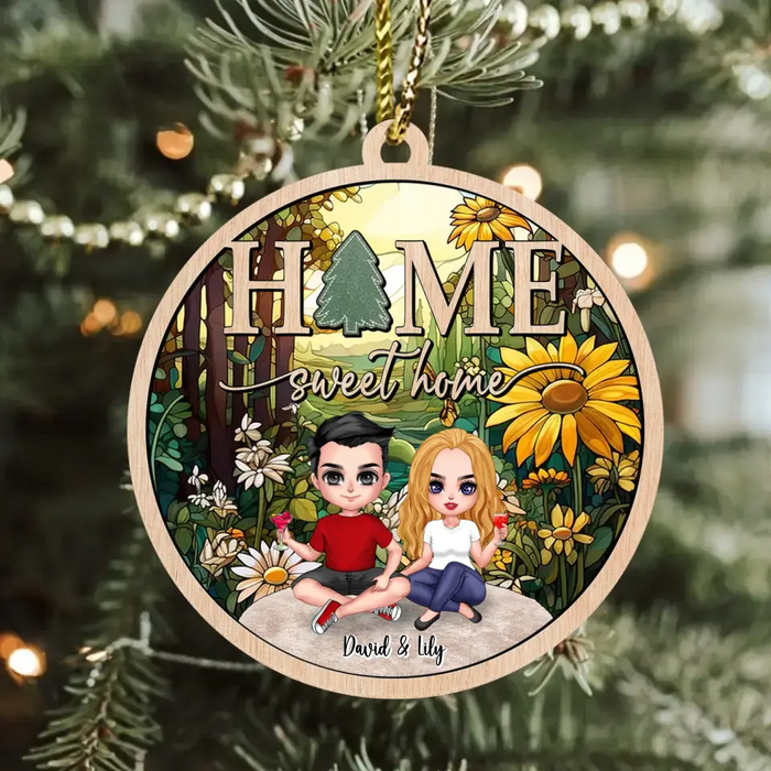 Personalized Couple Wooden Ornament - Gift For Couple - Gift To Him/Her - Anniversary Gift - Home Sweet Home