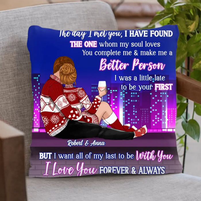 Personalized Christmas Couple Pillow Cover/Fleece Throw Blanket/Quilt - Christmas Gift For Couple/Him/Her - I Love You Forever & Always