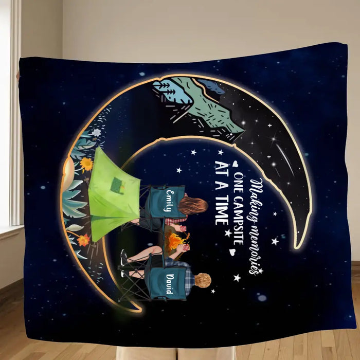 Personalized Camping Couple Fleece Throw Blanket/Quilt - Gift Idea For Him/Her/Couple - Making Memories One Campsite At A Time