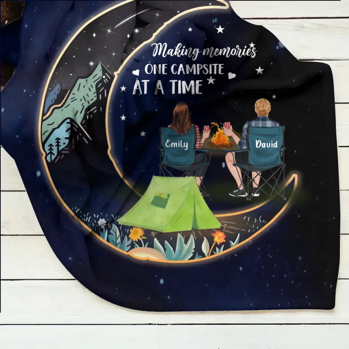 Personalized Camping Couple Fleece Throw Blanket/Quilt - Gift Idea For Him/Her/Couple - Making Memories One Campsite At A Time