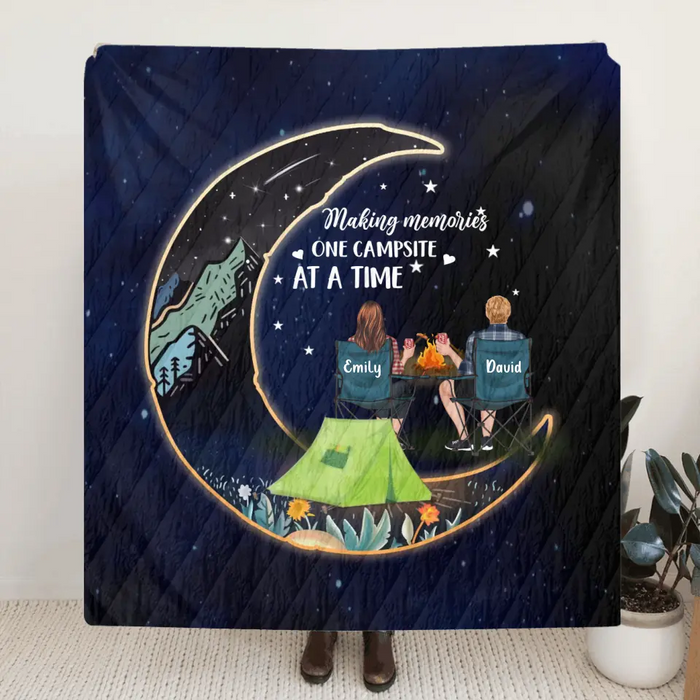 Personalized Camping Couple Fleece Throw Blanket/Quilt - Gift Idea For Him/Her/Couple - Making Memories One Campsite At A Time