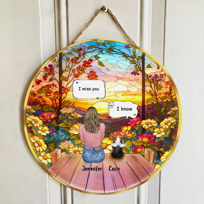 Personalized Memorial Pet Circle Wooden Sign - Up to 3 Cats/Dogs - Gift Idea For Pet Lovers - I Miss You
