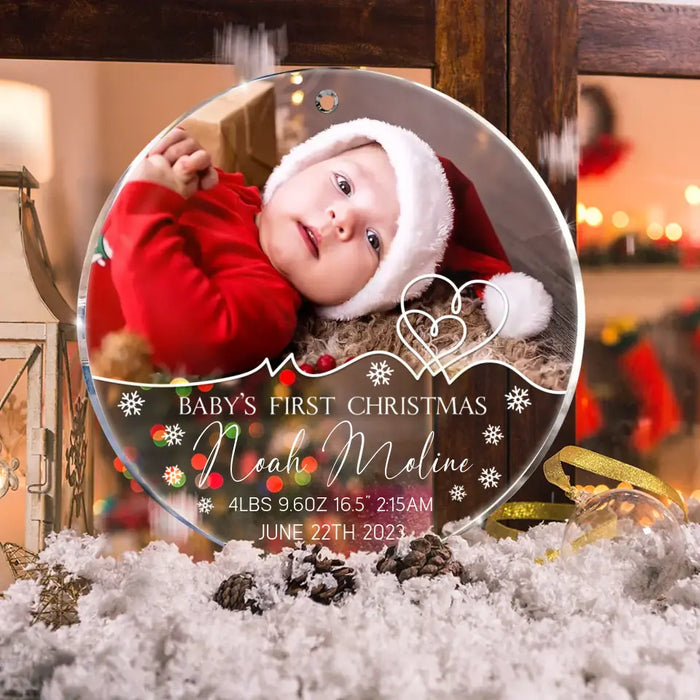 Personalized Baby's First Christmas Acrylic Ornament - Upload Baby's Photo - Christmas Gift Idea For Baby/Kid