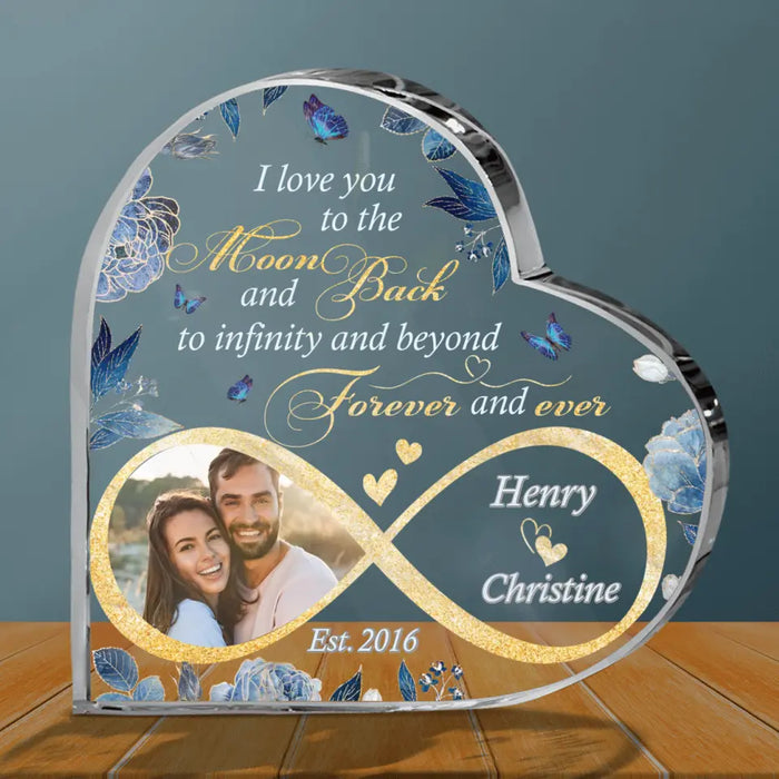Personalized Acrylic Plaque Gift Idea For Couple/Husband & Wife - I Love You To The Moon and Back To Infinity and Beyond Forever and Ever