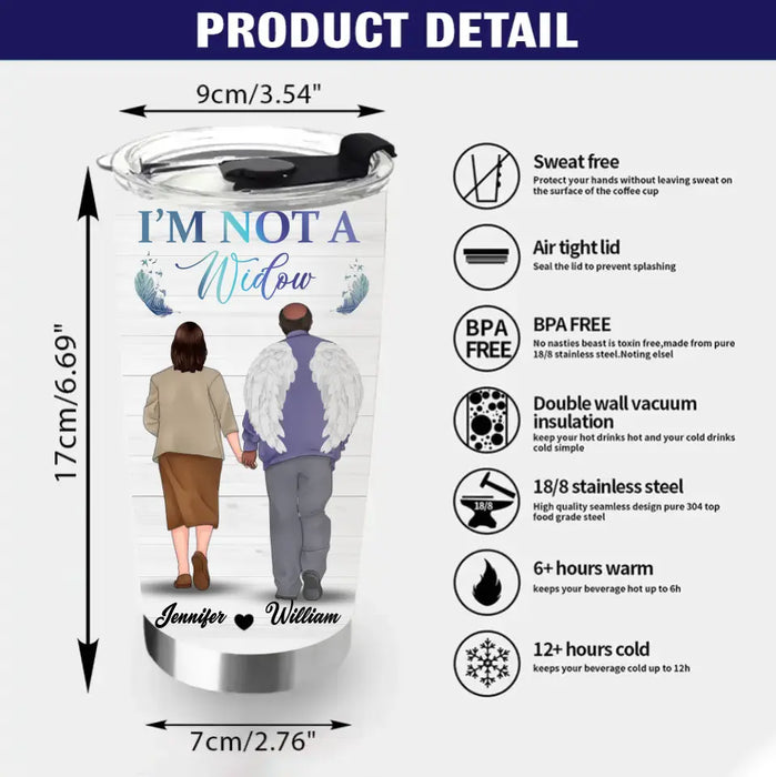 Personalized A Wife To A Husband With Wings Tumbler - Memorial Gift Idea - I'm Not A Widow