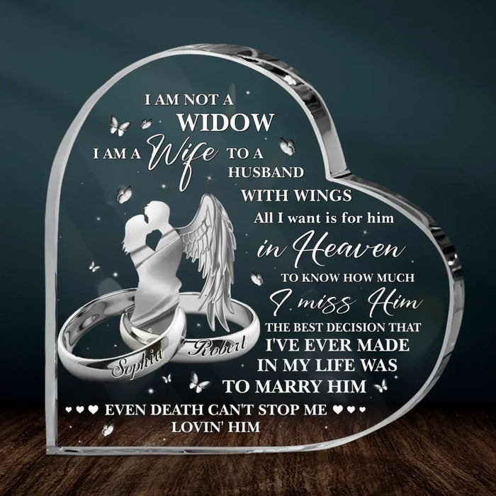 Personalized Memorial Couple Crystal Heart - Memorial Gift Idea - Even Death Can't Stop Me Lovin' Him