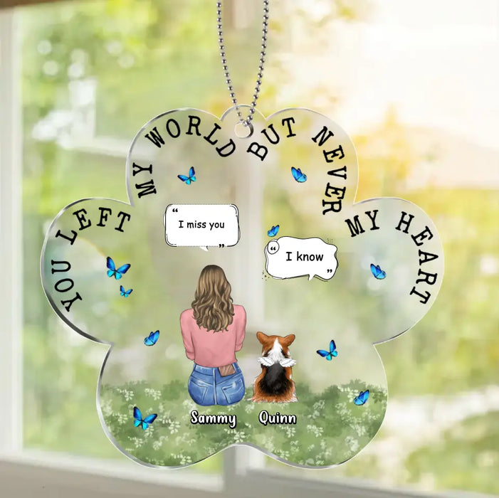Personalized Memorial Pet Paw Acrylic Ornament - Up to 4 Pets - Memorial Gift Idea For Dog/Cat/Rabbit Lover - You Left My World But Never My Heart
