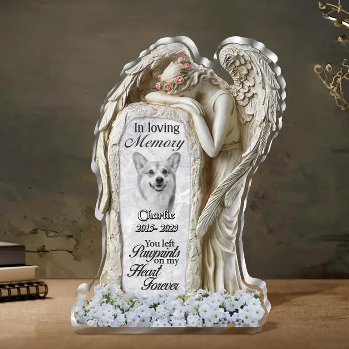 Personalized In Loving Memory Acrylic Plaque - Memorial Gift Idea For Christmas/Pet Lover - Upload Photo - You Left Pawprints On My Heart Forever