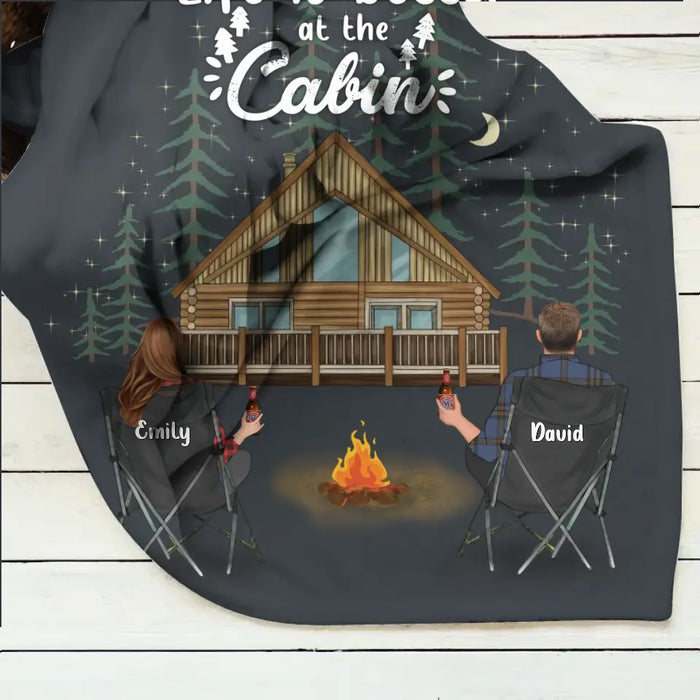 Personalized Cabin Camping Fleece Throw Blanket & Quilt - Gift Idea For Camping Lover/ Couple/ Family/ Friends - Life Is Better At The Cabin