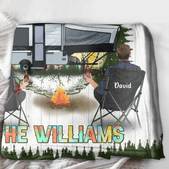 Personalized Camping Compass Quilt/Fleece Throw Blanket - Gift Idea For Camping Lover/Couple/Family/Friends - The Williams