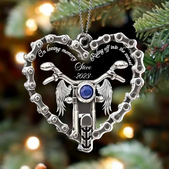 Personalized Acrylic Ornament - Memorial Gift Idea For Biker Lover - In Loving Memory ... Riding Off Into The Sunset