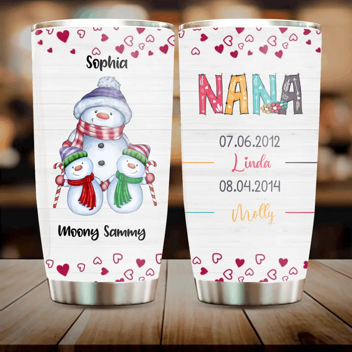 Personalized Grandma Tumbler - Gift Idea For Christmas - Up to 5 Grandkids - Nana