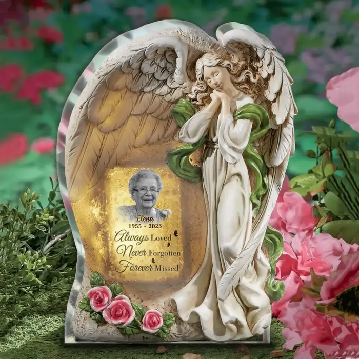 Personalized Angel Memorial Photo Acrylic Plaque - Upload Photo - Christmas Memorial Gift Idea For Family Member - Always Loved Never Forgotten Forever Missed
