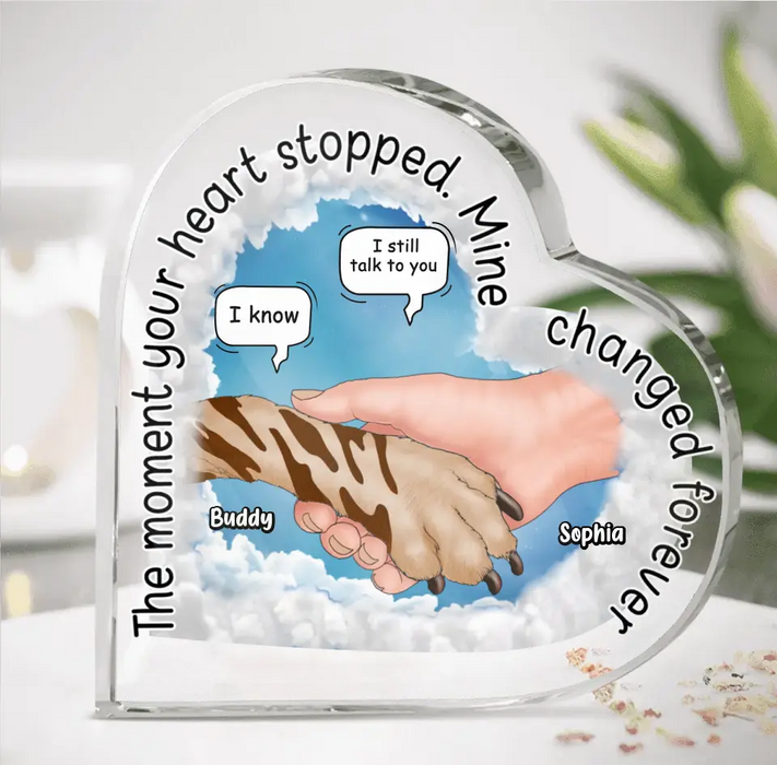 Personalized Memorial Dog Crystal Heart - Memorial Gift Idea for Dog Owners - The Moment Your Heart Stopped Mine Changed Forever