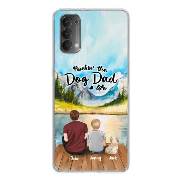Personalized Dog Mom/Dog Dad Phone Case - Single Mom/Single Dad with 1 Kid and 1 Pet - Rockin' The Dog Dad Life