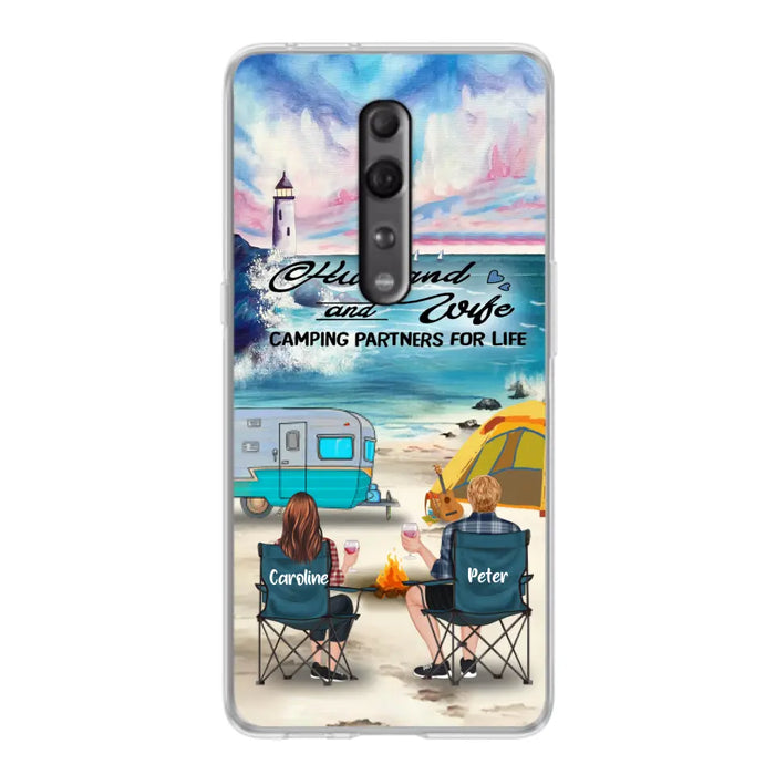 Personalized Beach Camping Phone Case - Couple/Parents With Up to 3 Kids And 3 Pets - Gift Idea For Camping Lover - Case For Xiaomi, Oppo And Huawei