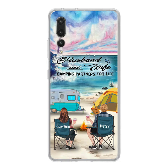 Personalized Beach Camping Phone Case - Couple/Parents With Up to 3 Kids And 3 Pets - Gift Idea For Camping Lover - Case For Xiaomi, Oppo And Huawei
