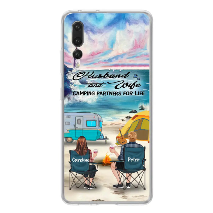 Personalized Beach Camping Phone Case - Couple/Parents With Up to 3 Kids And 3 Pets - Gift Idea For Camping Lover - Case For Xiaomi, Oppo And Huawei