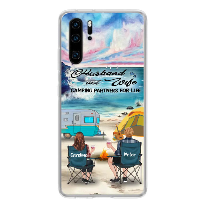Personalized Beach Camping Phone Case - Couple/Parents With Up to 3 Kids And 3 Pets - Gift Idea For Camping Lover - Case For Xiaomi, Oppo And Huawei