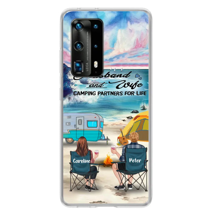 Personalized Beach Camping Phone Case - Couple/Parents With Up to 3 Kids And 3 Pets - Gift Idea For Camping Lover - Case For Xiaomi, Oppo And Huawei