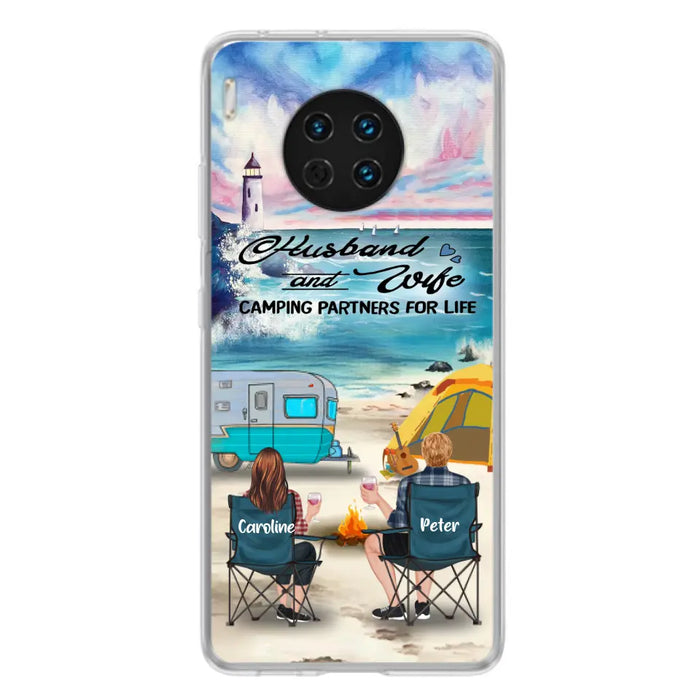 Personalized Beach Camping Phone Case - Couple/Parents With Up to 3 Kids And 3 Pets - Gift Idea For Camping Lover - Case For Xiaomi, Oppo And Huawei