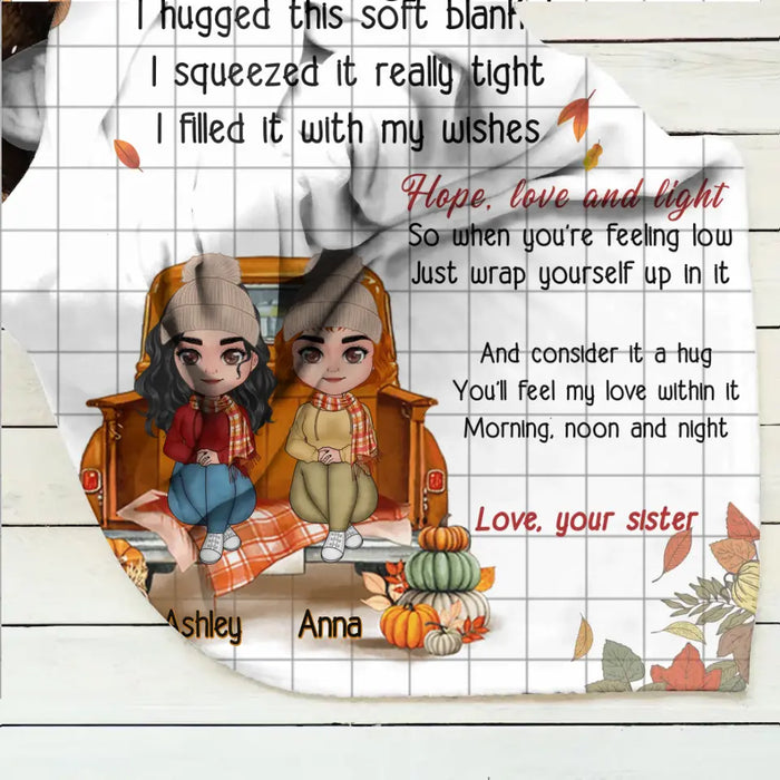 Personalized Autumn Sister Pillow Cover/Fleece Throw Blanket/Quilt - Autumn Gift Idea for Sisters - To My Sister