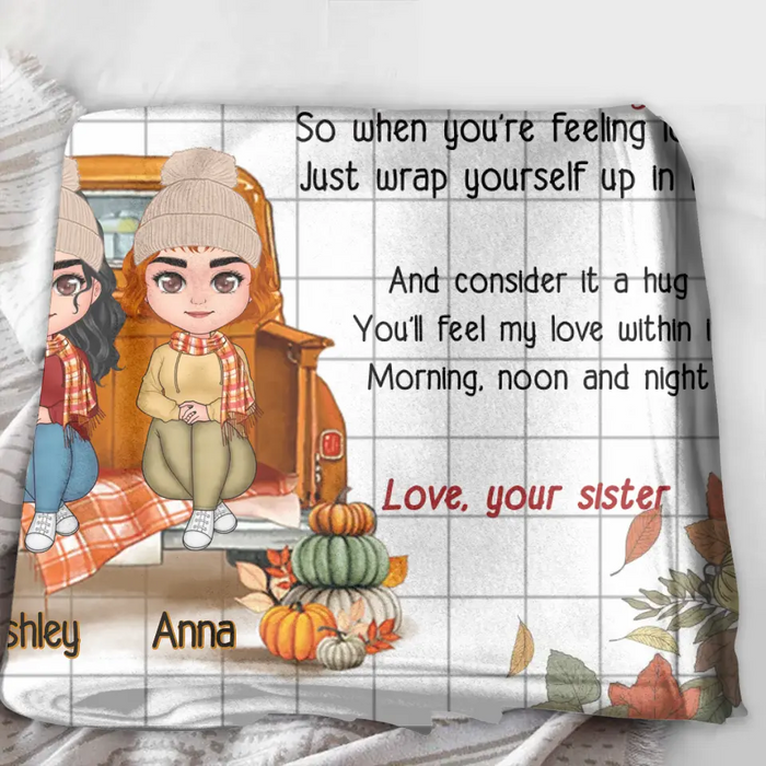 Personalized Autumn Sister Pillow Cover/Fleece Throw Blanket/Quilt - Autumn Gift Idea for Sisters - To My Sister