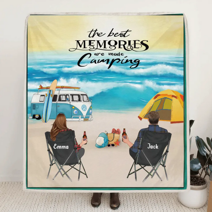 Personalized Beach Camping Couple Blanket - Best Gift For Camping Lovers - The Best Memories Are Made Camping