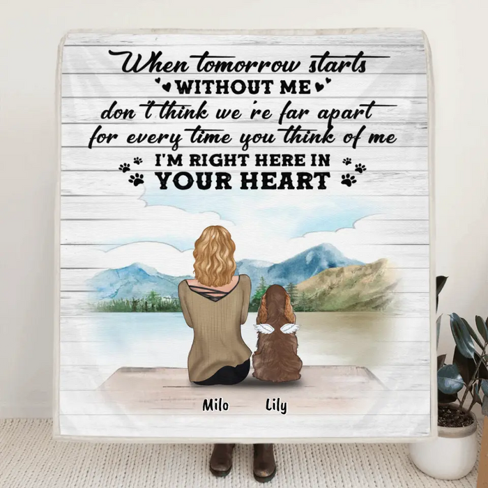 Personalized Memorial Dog Mom Quilt/Fleece Blanket/Pillow Cover - Up to 5 Dogs - Memorial Gift For Dog Lovers - TBZX4U