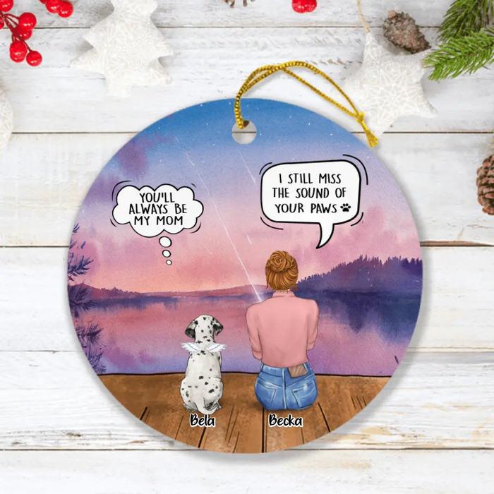 Personalized Memorial Pet Mom Ornament - Woman With Up to 5 Pets - Best Gift For Pet Lover - It's So Hard To Say Goodbye