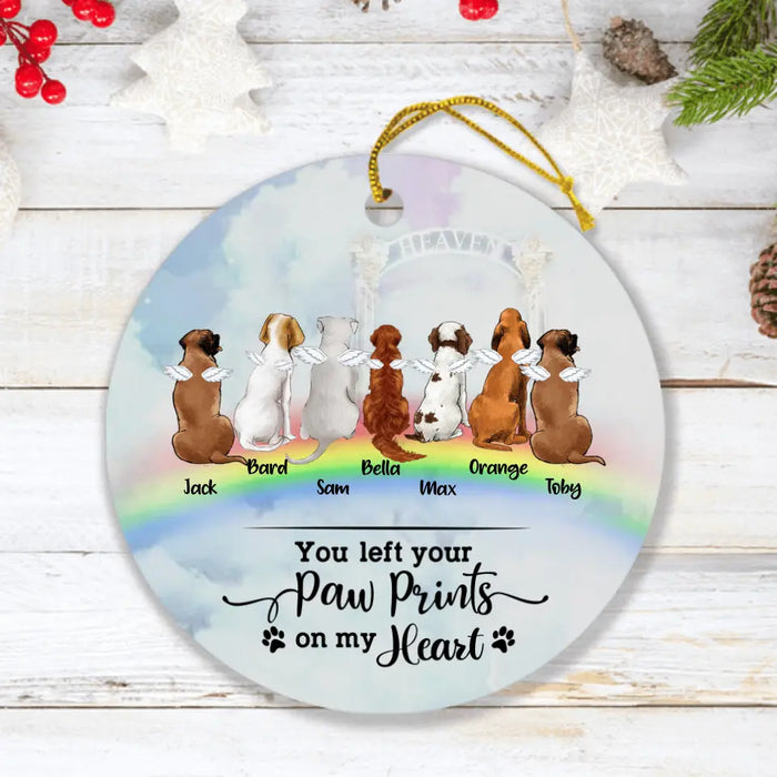 Personalized Memorial Pets Ornament - Up to 7 Pets - Memorial Gift For Dog Lovers/Cat Lovers - You Left Your Paw Prints On My Heart - AXSIO5