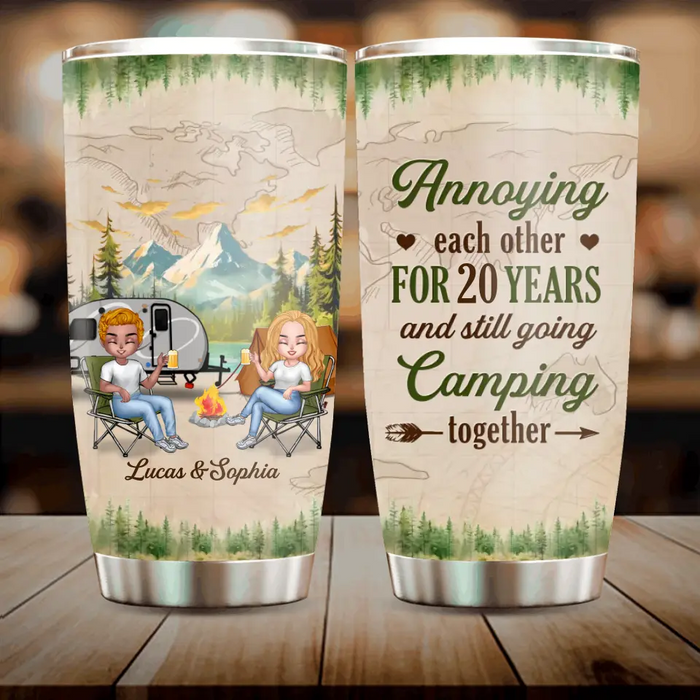 Personalized Camping Couple Tumbler - Gift Idea For Camping Lover/Couple - Annoying Each Other For 20 Years And Still Going Camping Together