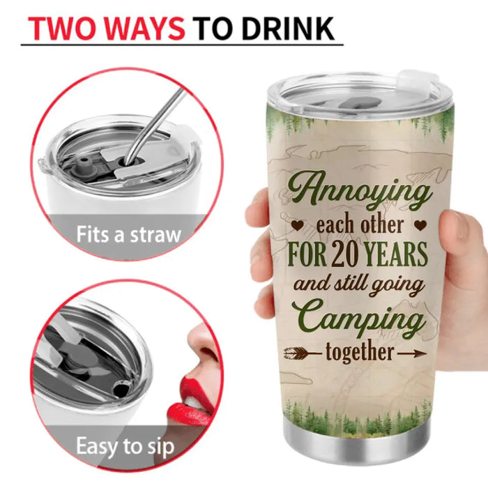 Personalized Camping Couple Tumbler - Gift Idea For Camping Lover/Couple - Annoying Each Other For 20 Years And Still Going Camping Together