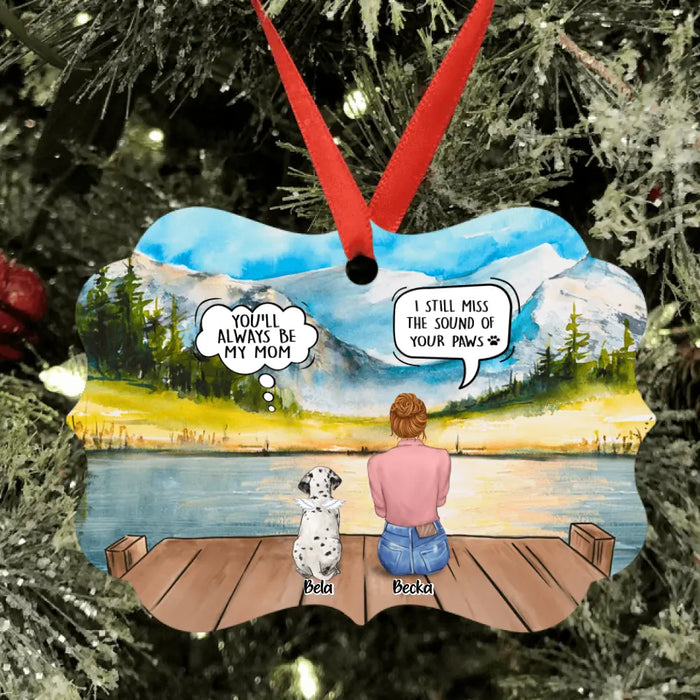 Personalized Memorial Pet Mom Rectangle Ornament - Woman With Up to 5 Pets - Best Gift For Pet Lover - It's So Hard To Say Goodbye