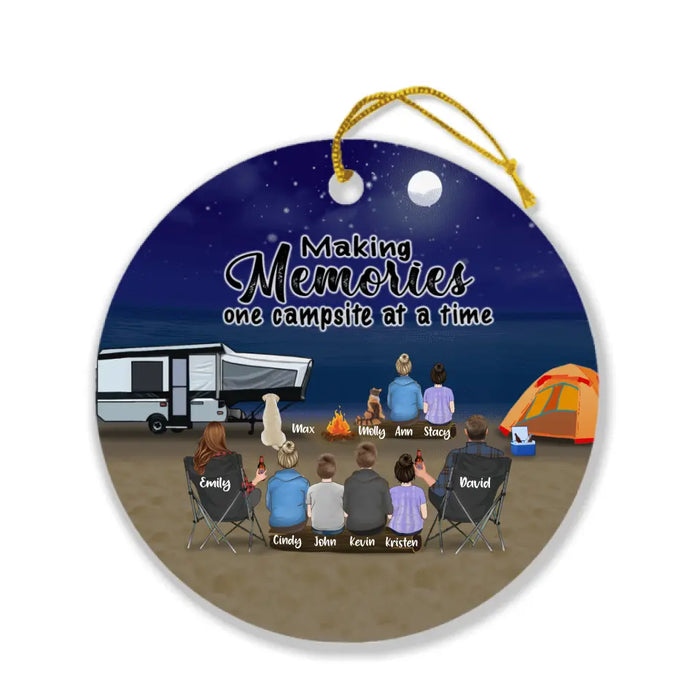 Personalized Beach Camping Ornament - Up to 6 Kids, 2 Pets - Best Gift For Camping Lover - Making Memories One Campsite At A Time