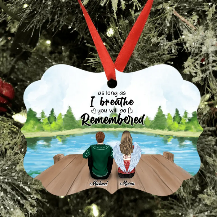 Personalized Memorial Ornament - Up to 4 People & 2 Pets - Best Gift For Family - As Long As I Breathe You Will Be Remembered - HM9JHW
