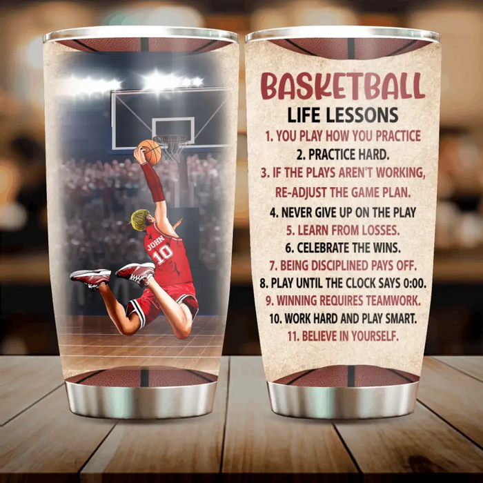 Personalized Basketball Tumbler - Gift Idea For Basketball Lovers/Son/Grandson - Basketball Life Lessons