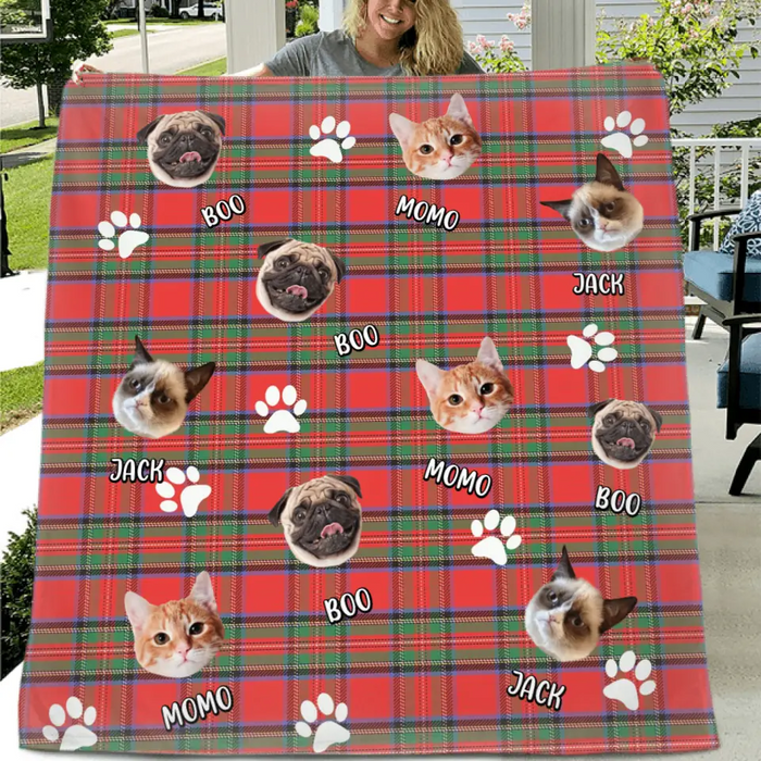 Personalized Pet Photo Fleece Throw Blanket/Quilt - Up to 3 Photos - Christmas Gift Idea for Dog/Cat/Pet Lovers