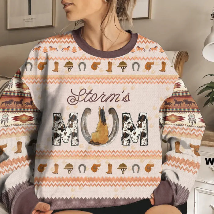 Custom Personalized Horse Mom Dad AOP Sweater - Gift Idea For Horse Lover