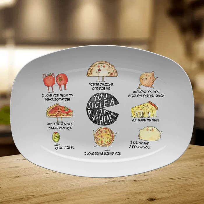 Funny Serving Platter For Couple - Valentine's Day Gift Idea For Him & Her - You Stole A Pizza My Heart