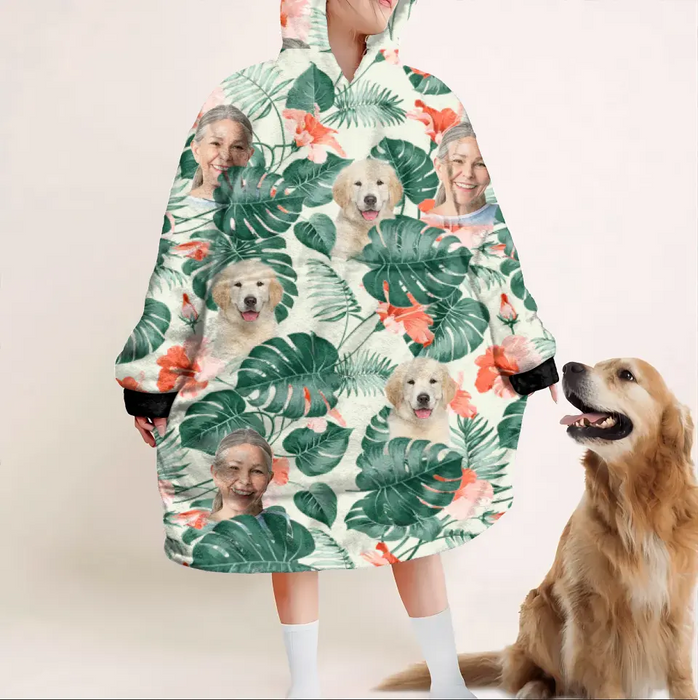 Personalized Custom Dog Mom Blanket Hoodie - Upload Photo - Gift Idea For Woman/ Grandma/ Mother/ Daughter/ Her / Dog Lover