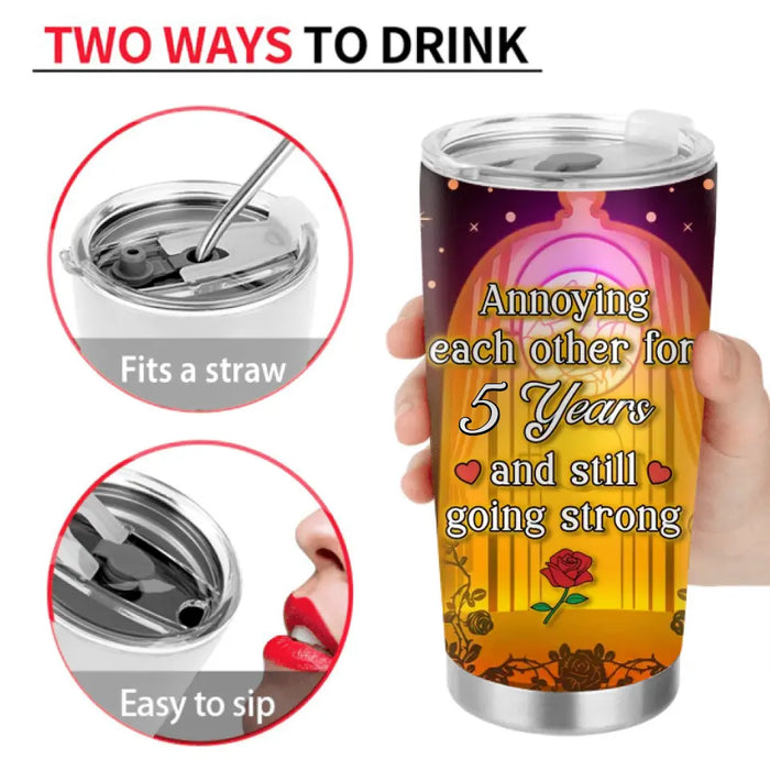 Personalized Wedding Couple Tumbler - Gift Idea For Couple/Him/Her/Valentine's Day - Annoying Each Other For 5 Years And Still Going Strong