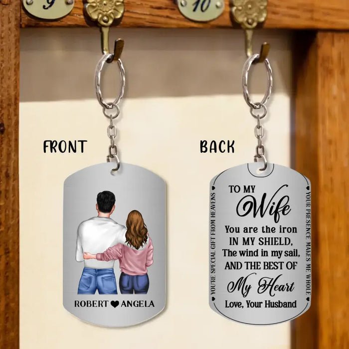 Personalized Couple Aluminum Keychain -
Gift Idea For Couple/Valentine's Day - You Are The Iron In My Shield