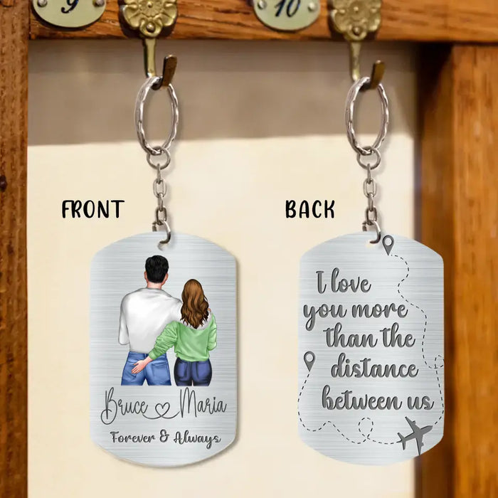 Personalized Couple Aluminum Keychain -
Gift Idea For Couple/Valentine's Day - I Love You More Than The Distance Between Us
