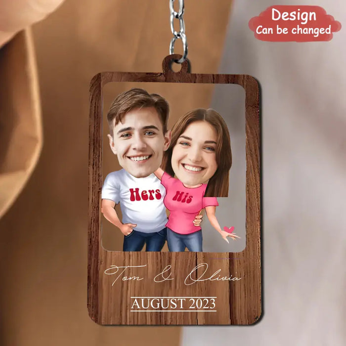 Personalized Lovers Cartoon Acrylic Keychain - Upload Photo - Gift Idea For Couple/Him/Her/Valentines
