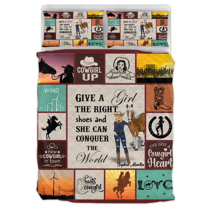 Personalized Horse Girl Quilt Bed Sets - Gift Idea For Girl/Horse Lovers - Give A Girl The Right Shoes