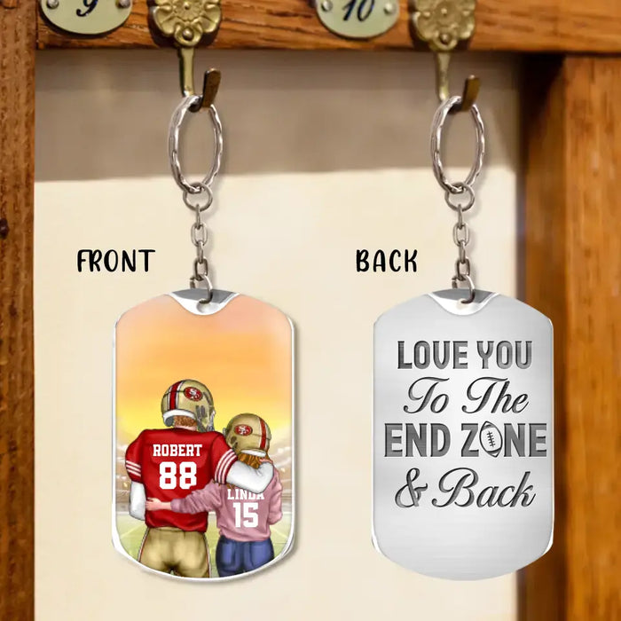 Personalized Couple Aluminum Keychain -
Gift Idea For Couple/Him/Her/Wife/Husband - Love You To The End Zone & Back